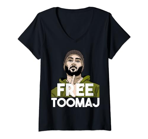 Damen Free Toomaj Salehi Iran Frau Leben Freiheit Toomaj T-Shirt mit V-Ausschnitt Damen Free Toomaj Salehi Iran Frau Leben Freiheit Toomaj T-Shirt mit V-Ausschnitt von Free Toomaj Salehi Iran Woman Life Freedom Toomaj