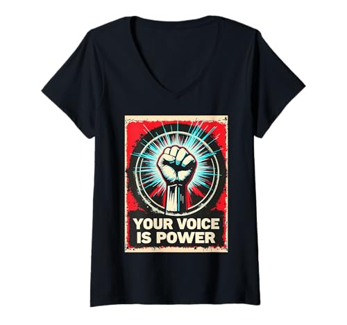 Damen Urban Street Style Free Speech Schriftzug Design T-Shirt mit V-Ausschnitt Damen Urban Street Style Free Speech Schriftzug Design T-Shirt mit V-Ausschnitt von Free speech bold artwork