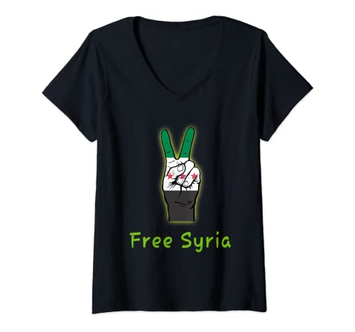 Damen Syrien/Syria flag , Free syria/Syrien Flag Gift. T-Shirt mit V-Ausschnitt Damen Syrien/Syria flag , Free syria/Syrien Flag Gift. T-Shirt mit V-Ausschnitt von Free syria/Syrien,Syrischer/Syrian gift .