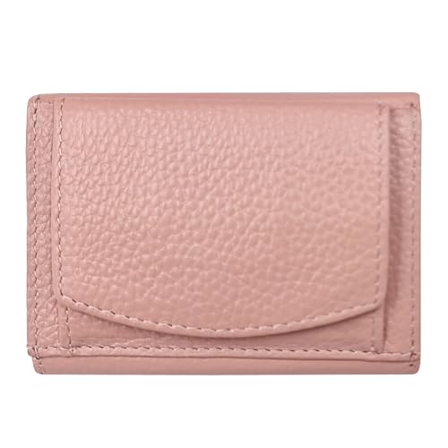 Mini Geldbeutel Damen, Reise Portemonnaie, klein viele Fächer, Leder rosa, RFID Blocker, Münzfach groß | Geldbeutel Portmonee Damengeldbörse Damenportemonnaie Damengeldbeutel Damenportmonee Geldtasche von FreeHaveFun
