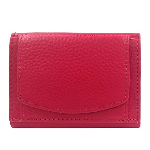 Mini Geldbörse Damen, Reise Portemonnaie, klein viele Fächer, Leder pink, RFID Blocker, Münzfach groß | Geldbeutel Portmonee Damengeldbörse Damenportemonnaie Damengeldbeutel Damenportmonee Geldtasche von FreeHaveFun