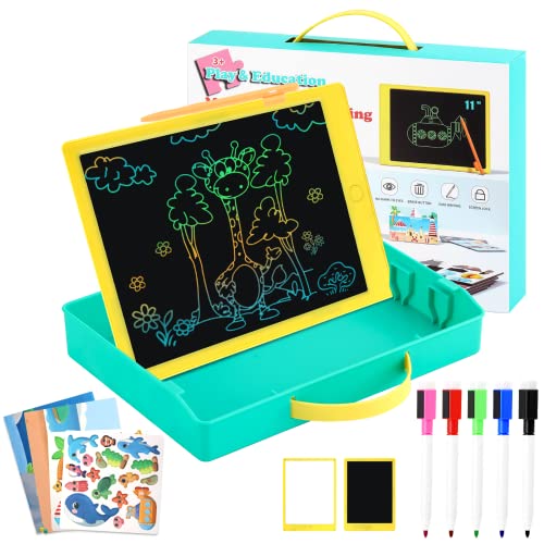 2 in 1 LCD Schreibtafel und magnetische Zeichentafel, 11 Zoll Lernspielzeug, Kunst-Kritzelbrett mit Stauraum, Montessori-Vorschule Aktivitäten sensorisches Spielzeug für Kleinkinder 3-8 Jahre alt von FreeLionVon