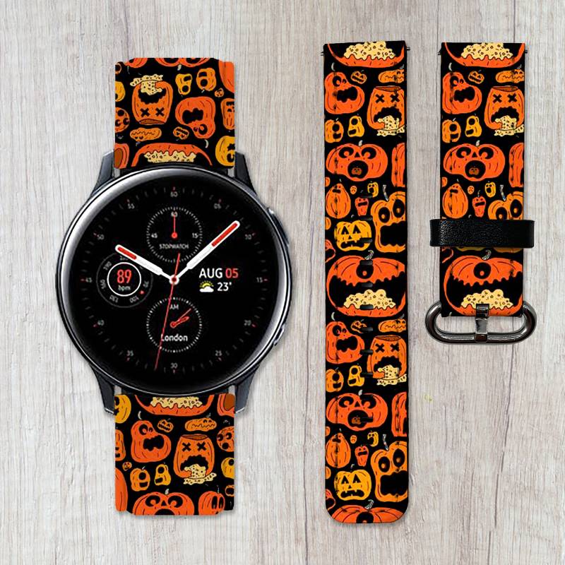 Halloween Galaxy Uhr 3 4 5 6 Pro Band Pumpkin Active 2 40 42 44 45 46 Pu-Leder Sport 20 22 Frontier Samsung Watch4 Zahnrad S2 S3 Riemen von FreeSpaceShop