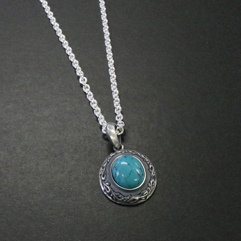 Runde Arabesque Sterling Silberanhänger Mit Türkis Edelstein | Handgefertigt in Tokio Runde Arabesque Sterling Silberanhänger Mit Türkis Edelstein | Handgefertigt in Tokio von FreeStyleTokyo