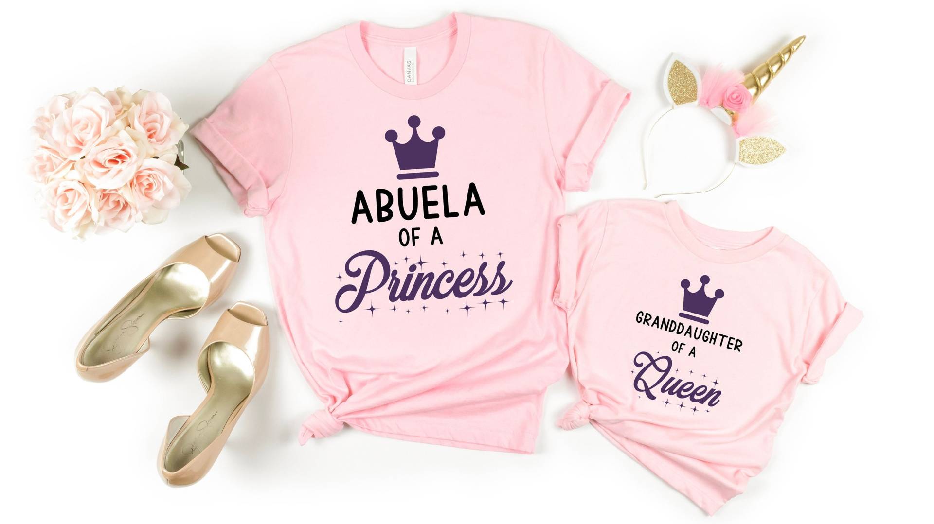 Abela Einer Prinzessin, Enkelin Königin Passende Oma Und Ich Shirts Für Baby-Mädchen, Kleinkind, Baby Passende Outfits von FreeWillFashion