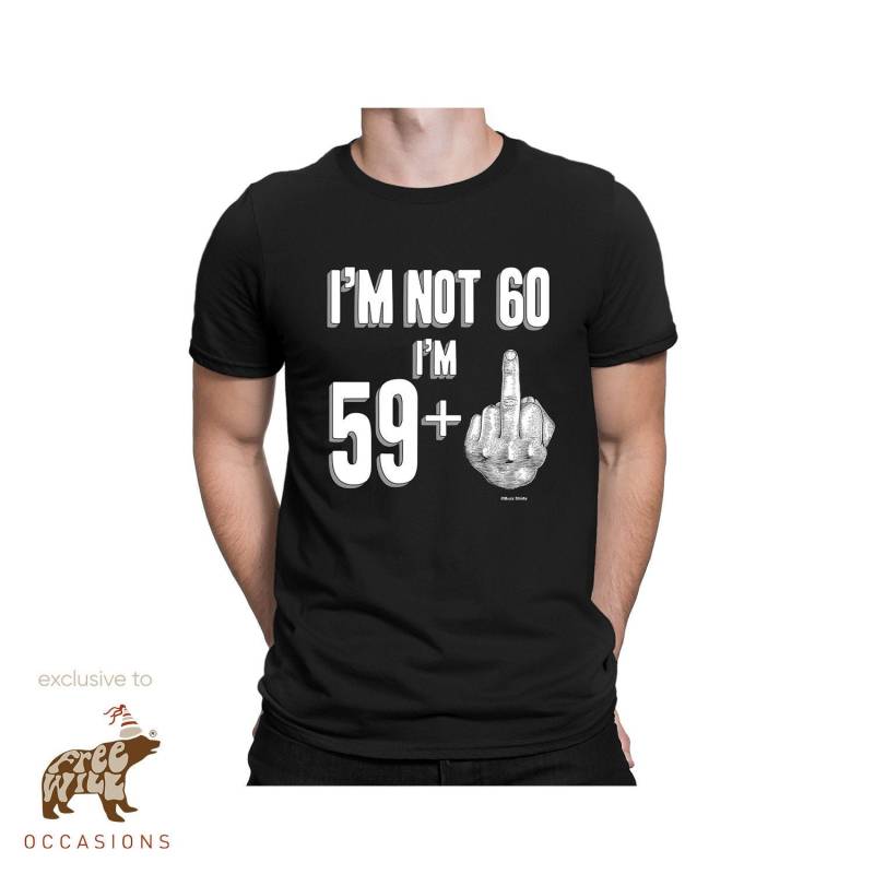 Geschenk-T-Shirt Zum 60. Geburtstag Für Herren - „I'm Not 60", Lustiger Mittelfinger-Witz von FreeWillOccasions