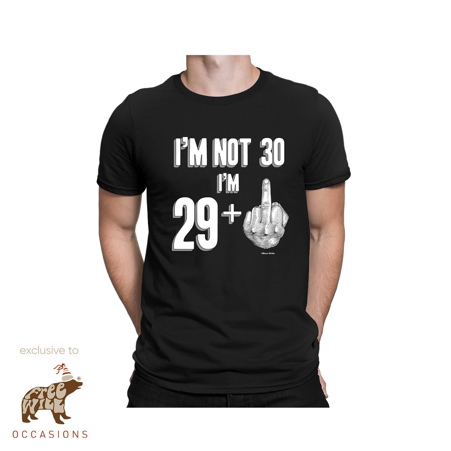 Herren-T-Shirt Als Geschenk Zum 30. Geburtstag - „I'm Not 30" Lustiger Mittelfinger-Witz von FreeWillOccasions