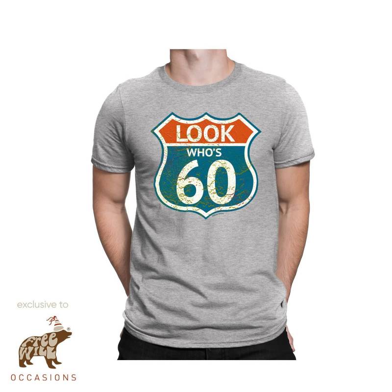 Herren-T-Shirt - Look Who's 60 Route 66 Geschenk-T-Shirt Zum 60. Geburtstag von FreeWillOccasions