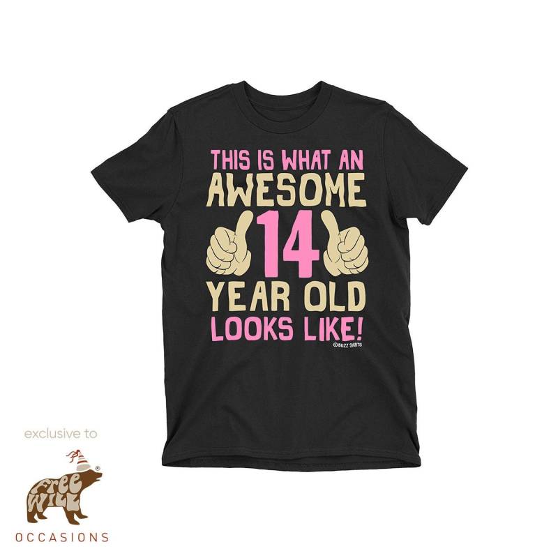 Kinder Weihnachtsgeschenk T-Shirt 14 Jahre Altes Mädchen, So Sieht Fantastisch Aus - Mädchen Weihnachts-T-Shirt von FreeWillOccasions