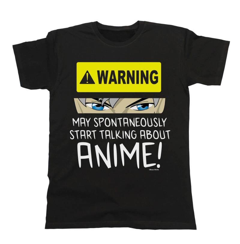 Anime T-Shirt Herren Damen, Warnung Kann Spontan Über Anime Sprechen, Aus Baumwolle, Perfektes Geschenk von FreeWillShirts