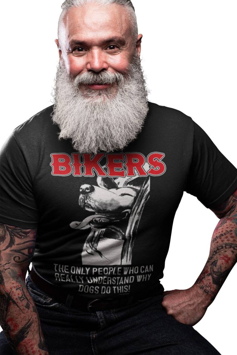 Biker Verstehen Hundekopf Außerhalb Der Fenster - T-Shirt Baumwolle Herren Lustiges Motorrad Geschenk von FreeWillShirts