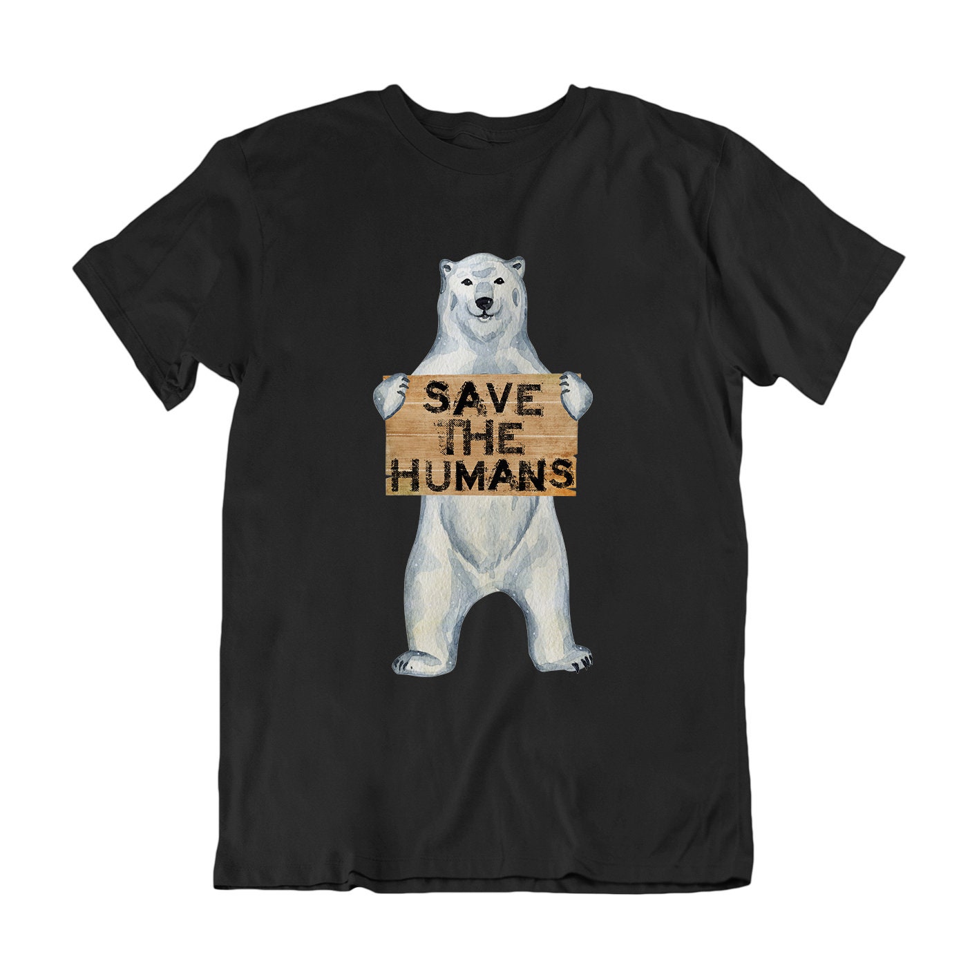 Climate Change T-Shirt Herren Frauen, Save The Humans Eisbär, 100% Bio Öko-Freundliches Slogan T-Shirt, Stanley Stella von FreeWillShirts