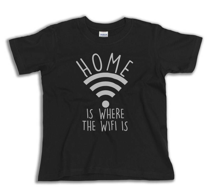 Erwachsene Oder Kinder Zuhause Ist, Wo Das Wlan Ist - T-Shirt Baumwolle Mädchen & Jungen Unisex Herren Damen von FreeWillShirts