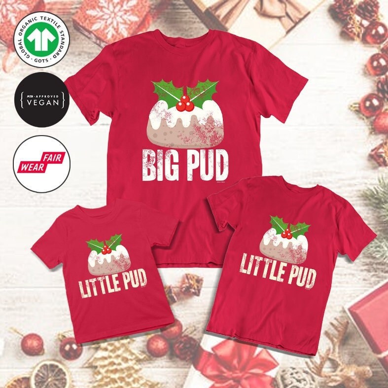 Kleine Puds Big Weihnachten Familie T-Shirts Mama Papa Sohn Tochter Kinder Oberteile von FreeWillShirts