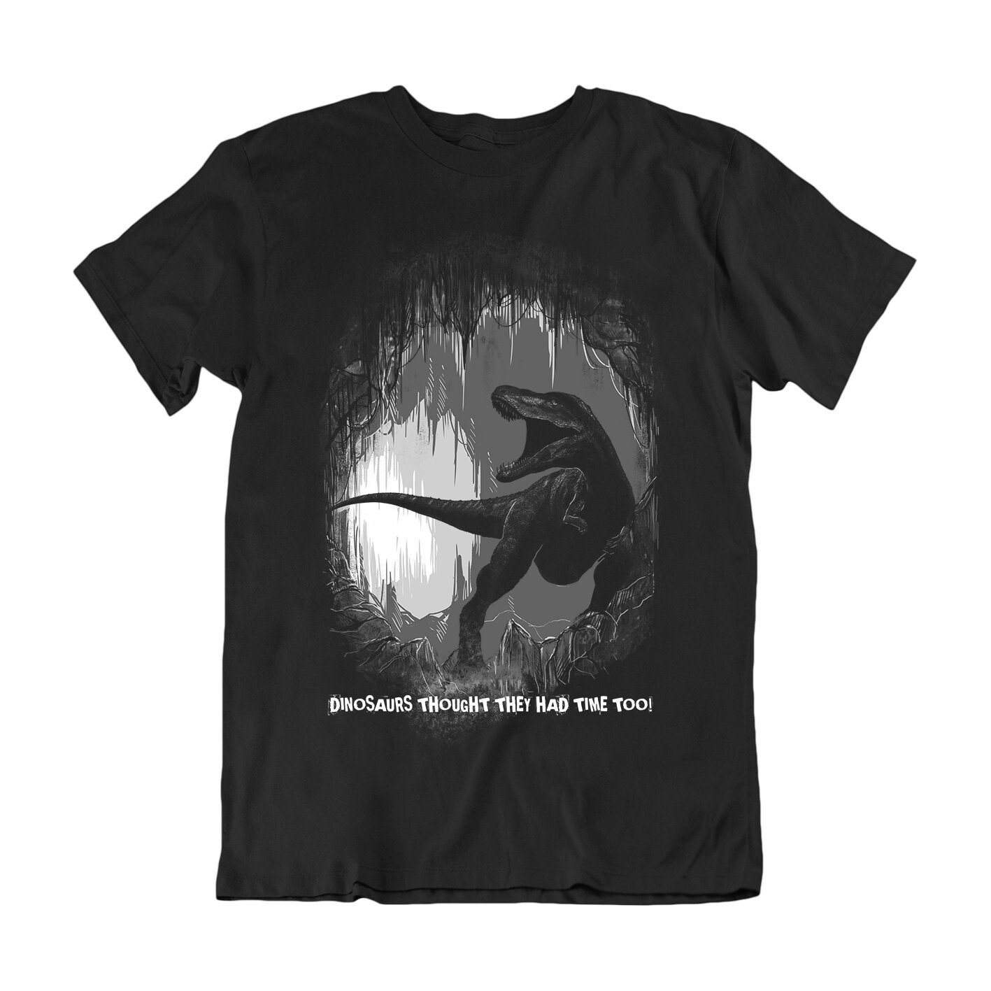 Klimawandel T-Shirt Herren Frauen, Dinosaurier Dachten, Sie Hätten Auch Zeit, 100% Bio Öko-Freundliches Spruch-T-Shirt, Nachhaltiges Geschenk von FreeWillShirts