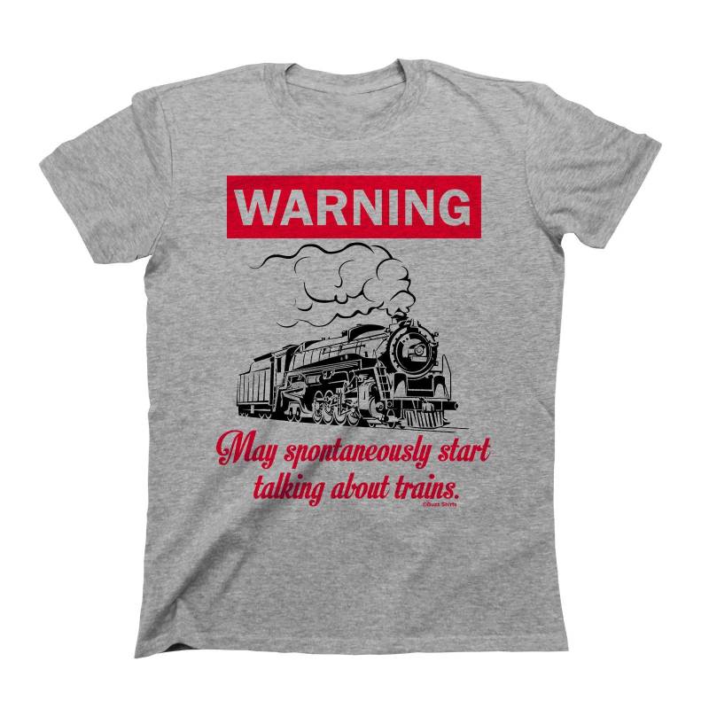 Warnung Kann Spontan Anfangen, Über Züge Zu Reden - T-Shirt Aus Baumwolle Unisex-T-Shirt Für Herren Und Damen von FreeWillShirts