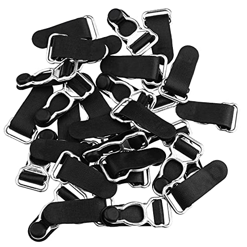 Freebily 30/50 Stück Strumpfband Korsett Bein Strumpfband Gürtel Clip Haken Strumpfhalter Metallclips Schnuller Haken-Strumpfhalter Unterwäsche Zubehör Silber & Schwarz One Size von Freebily