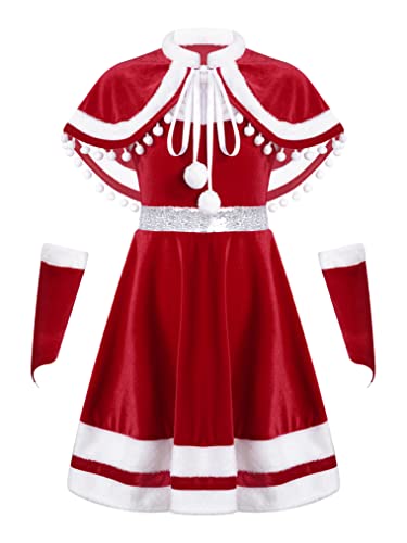 Freebily Baby Kinder Mädchen Weihnachtskleid Glitzer Tutu Kleid Rot Pailletten Partykleid Festlich Kleid Ärmellos Festzug Kleidung mit weißes Feder Saum Rot C 98-104/3-4 Jahre von Freebily