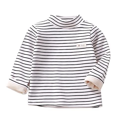 Freebily Baby Kleinkinder Kinder Streifen Shirt Rollkragen Pullover Mädchen Jungen Langarm T-Shirt Unterhemd Top Mit/Ohne Innenfleece B_Weiß 92-98/2-3 Jahre von Freebily