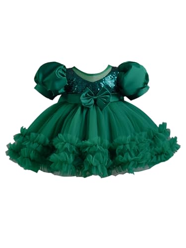 Freebily Baby Mädchen Blumenmädchenkleid Festlich Hochzeit Blumen Prinzessin Kleider Tutu Tülkleid Festzug Partykleid Geburtstag Taufkleidung Grün_K 80-86 von Freebily