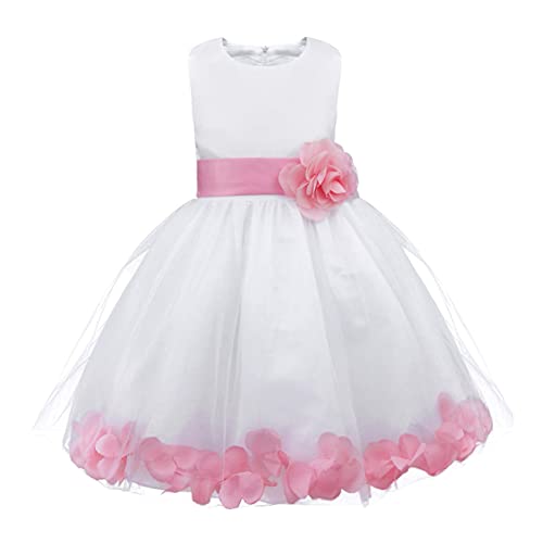 Freebily Blumenmädchen Kleider Mädchen Festliches Tutu Kleid Hochzeit Prinzessin Kleider Kinder ärmellose Partykleider Abendkleid Ballkleider Gr. 92/164 Hellrosa 140 von Freebily