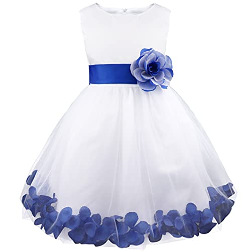 Freebily Blumenmädchen Kleider Mädchen Festliches Tutu Kleid Hochzeit Prinzessin Kleider Kinder ärmellose Partykleider Abendkleid Ballkleider Gr. 92/164 Marineblau 140 von Freebily