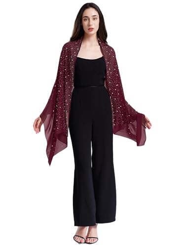 Freebily Damen Chiffon Stola Schal Mit Perlen Strass Festliche Elegante Umschlagtücher Für Abendkleid Hochzeit Partykleid Abschlussball Burgundy Einheitsgröße Freebily Damen Chiffon Stola Schal Mit Perlen Strass Festliche Elegante Umschlagtücher Für Abendkleid Hochzeit Partykleid Abschlussball Burgundy Einheitsgröße von Freebily