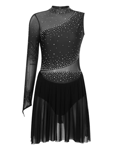 Freebily Damen Eiskunstlauf Kleid Glitzer Tanzkleid Trikot Asymmetrisch-Langarm Mit Mesh-Patchwork Rollkunstlauf Gymnastik Tanzkostüm Schwarz S Freebily Damen Eiskunstlauf Kleid Glitzer Tanzkleid Trikot Asymmetrisch-Langarm Mit Mesh-Patchwork Rollkunstlauf Gymnastik Tanzkostüm Schwarz S von Freebily