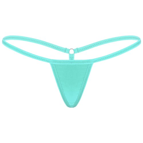 Freebily Damen Mini Strings Tanga G-String T-Back Micro Bikinislips Erotische Unterwäsche Dessous Unterhose Pants Cyan Einheitsgröße von Freebily