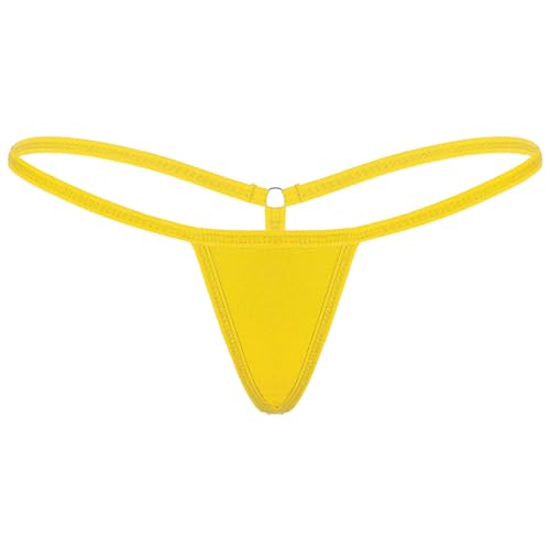 Freebily Damen Mini Strings Tanga G-String T-Back Micro Bikinislips Erotische Unterwäsche Dessous Unterhose Pants Gelb Einheitsgröße von Freebily