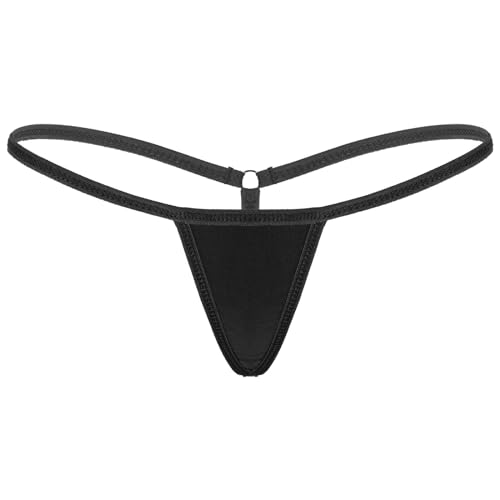 Freebily Damen G-String Mini Strings Tanga T-Back Micro Bikinislips Erotik Unterwäsche Dessous Unterhose Pants Schwarz_C Einheitsgröße von Freebily