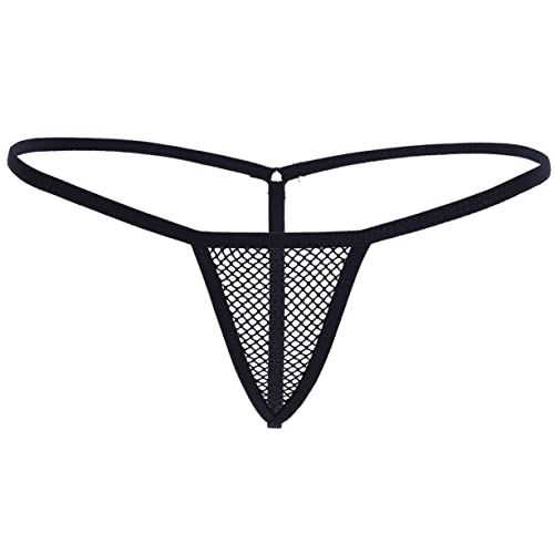 Freebily Damen G-String Netz Strings Slips T-Back Mini String Tanga Tanga Unterhose Unterwäsche Bikinihose Schwarz XL von Freebily
