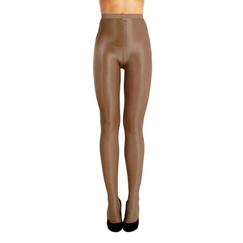 Freebily Damen Glänzend Strumpfhosen Offener Schritt Glanz Nylon Seideglatte Strümpfe Leggings Feinstrumpfhose Crotchless Kaffee Einheitsgröße von Freebily