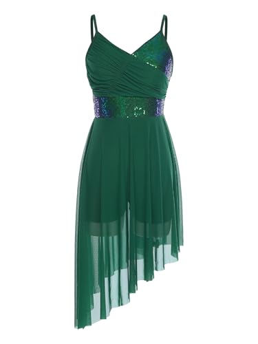Freebily Damen Lyrisches Tanzkleid Pailletten Ballettanzug Latein Ballsaal Gymnastik Trikot Mit Asymmetrisch Mesh Rock Tanz Übung Kleidung Grün L Freebily Damen Lyrisches Tanzkleid Pailletten Ballettanzug Latein Ballsaal Gymnastik Trikot Mit Asymmetrisch Mesh Rock Tanz Übung Kleidung Grün L von Freebily