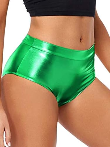 Freebily Damen Metallic Hotpants Glänzend Mini Booty Shorts Panties Disco Miederpants Gogo Leggings Kurze Hose Sommer Tanz Shorts Grün F S von Freebily