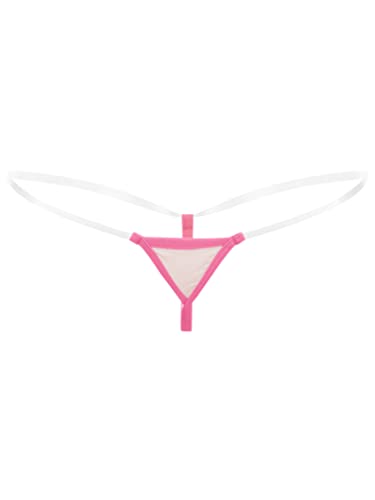 Freebily Damen Mini Strings Slip Mesh Spitze G-String Tanga T-Back Transparent Unterhose Erotik Unterwäsche Reizwäsche Bikinislips Rosa_C One Size von Freebily