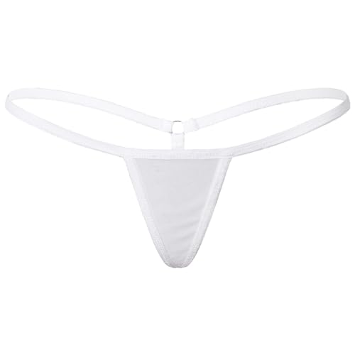 Freebily Damen Mini Strings Tanga G-String T-Back Micro Bikinislips Erotische Unterwäsche Dessous Unterhose Pants Weiß Einheitsgröße von Freebily