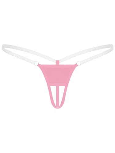 Freebily Damen Mini Strings Tanga G-String T-Back Micro Bikinislips Erotische Unterwäsche Dessous Unterhose Schlüpfer Rosa-Ouvert Einheitsgröße von Freebily
