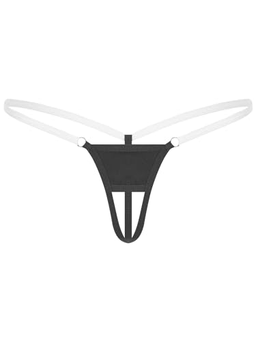 Freebily Damen Mini Strings Tanga G-String T-Back Micro Bikinislips Erotische Unterwäsche Dessous Unterhose Schlüpfer Schwarz-Ouvert Einheitsgröße von Freebily