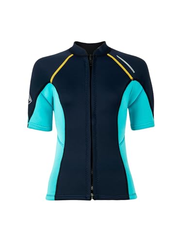 Freebily Damen Neoprenanzug Oberteil 1.5mm Kurzarm Mit Frontreißverschluss Wärme Tauchen Schwimmen Kanu Surfen Top Navy blau XS von Freebily