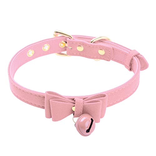 Freebily Damen Punk Choker Leder Slave Halsband mit O-ring Halskette Festish Halsbänder Einstellbar Rosa One Size von Freebily