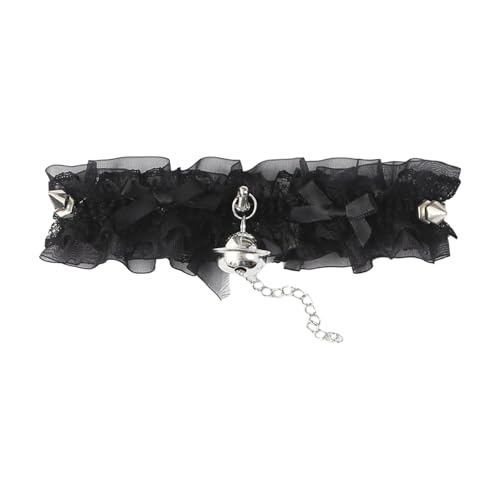 Freebily Damen Rüschen Halsband Choker Hallowene Halsschmuck Gothic Punk Armbänder Spitze Choker Cosplay Karneval Fasching Zubehör Schwarz Choker One Size von Freebily