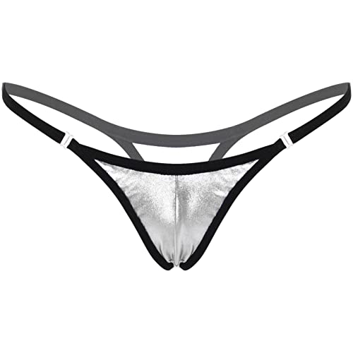 Freebily Damen String Glänzende Metallic G-String Low Rise T-Back Unterhose Bikini Slip Tanga Thongs Unterwäsche Dessous Silber_C One Size Freebily Damen String Glänzende Metallic G-String Low Rise T-Back Unterhose Bikini Slip Tanga Thongs Unterwäsche Dessous Silber_C One Size von Freebily