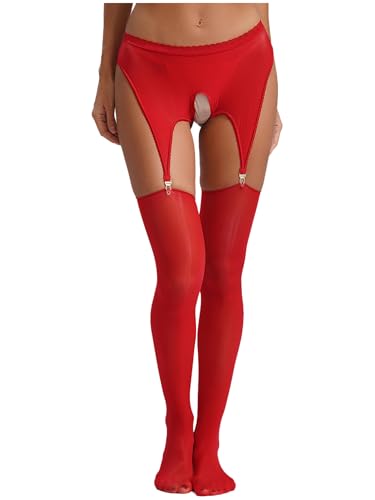 Freebily Damen Strumpfhose Offener Schritt Straps Dessous Mit Strümpfe Oberschenkel Und Abnehmbarem Strumpfhalter Rot Einheitsgröße Freebily Damen Strumpfhose Offener Schritt Straps Dessous Mit Strümpfe Oberschenkel Und Abnehmbarem Strumpfhalter Rot Einheitsgröße von Freebily