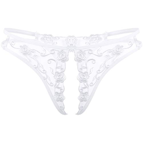 Freebily Damen Transparent Blumenspitze String Tanga Low Rise Slip T-Back Thong V-String Höschen Reizvolle Sexy Dessous Unterwäsche Weiß OneSize Freebily Damen Transparent Blumenspitze String Tanga Low Rise Slip T-Back Thong V-String Höschen Reizvolle Sexy Dessous Unterwäsche Weiß OneSize von Freebily
