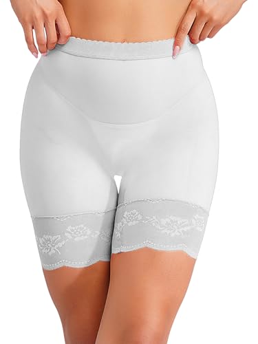 Freebily Damen Transparent Boxershorts Unterwäsche Mit Spitze Öl Glänzend Unterhose Glatte Boxer Briefs Slip Hohe Taille Weiß Einheitsgröße von Freebily