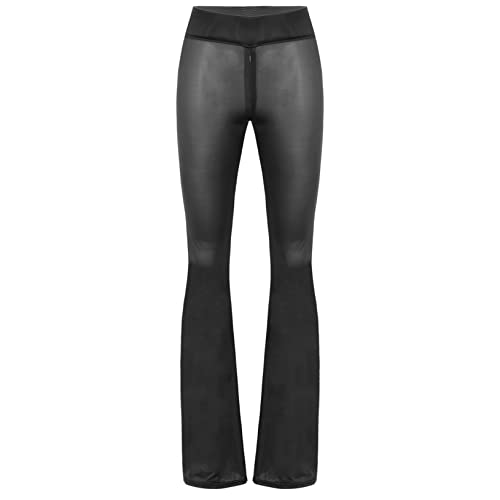 Freebily Damen Transparente Leggings Strumpfhose Mesh Netz Tights Hose Erotik Dessous Unterwäsche Reizwäsche Unterhose Schwarz_B One Size von Freebily