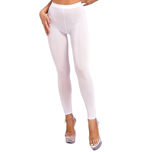Freebily Damen Transparente Leggings Strumpfhose Mesh Netz Tights Hose Erotik Dessous Unterwäsche Reizwäsche Unterhose Weiß_J M von Freebily