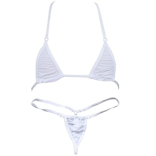 Freebily Damen Triangel Bikini Set Sexy Neckholder BH Bra String Tanga Micro Mini Badeanzug Bademode Badebekleidung Weiß One_Size Freebily Damen Triangel Bikini Set Sexy Neckholder BH Bra String Tanga Micro Mini Badeanzug Bademode Badebekleidung Weiß One_Size von Freebily