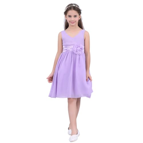 Freebily Festlich Kleid Kinderkleid Kinder Mädchen Hochzeit Blumensmädchenkleid Prinzessin Kleid Chiffonkleid Partykleid, Lavender, 164 (Herstellergröße: 14) von Freebily